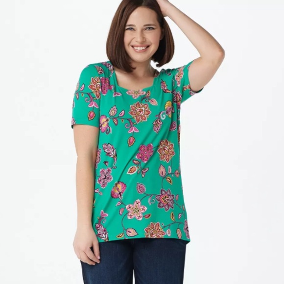 Susan Graver women’s floral top NWOT - Picture 1 of 14